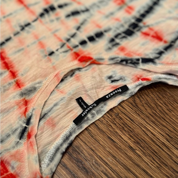 Proenza Schouler White and Red Tie Dye Tissue Patterned T Shirt Size XS - Picture 3 of 6